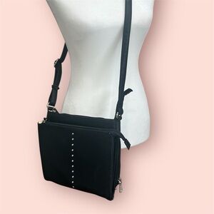 Lady Conceal Black Faux Leather Crossbody Purse, Adjustable Strap